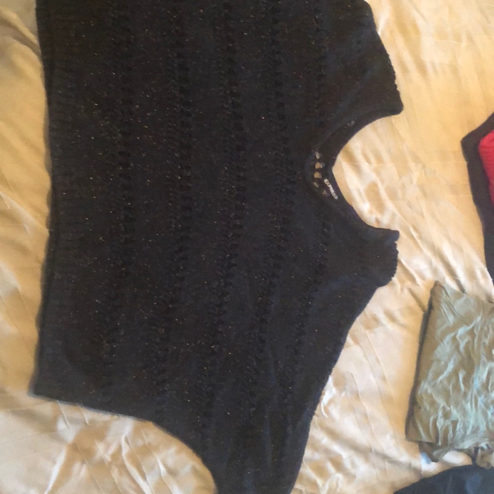 Black sparkly crop express sweater